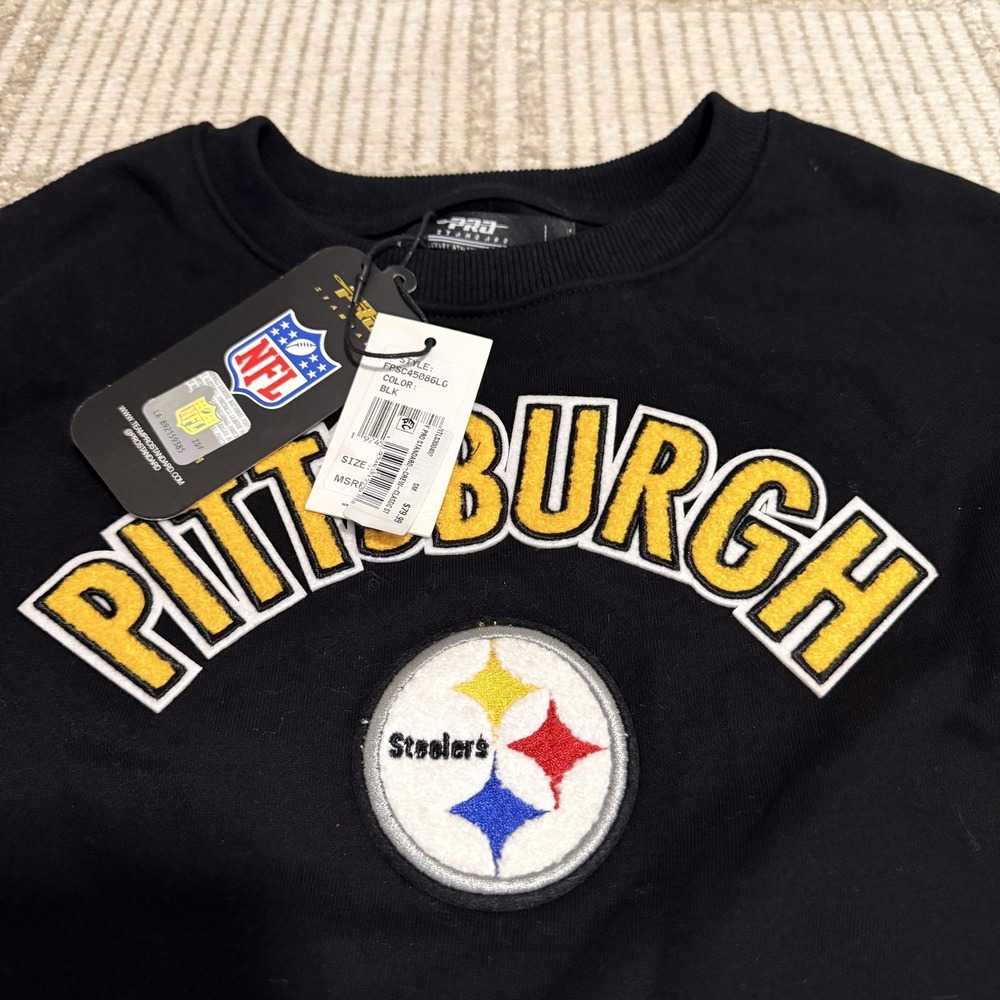 Pittsburgh Steelers Sweatshirt Womens Small Black NFL Pro Standard Crop NWT